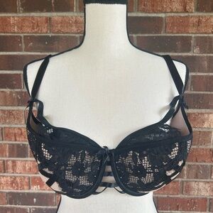 Cacique Lightly Lined French Black Lace Bra